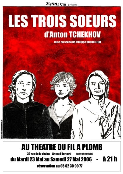 Affiche de "Les Trois Soeurs" par Zanni Compagnie à Toulouse.