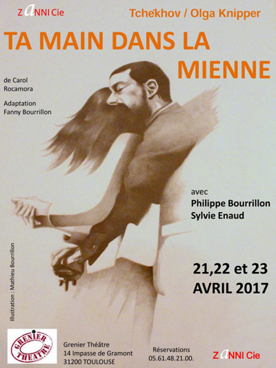 Affiche de Zanni Compagnie pour "Ta main dans la mienne" à Toulouse.