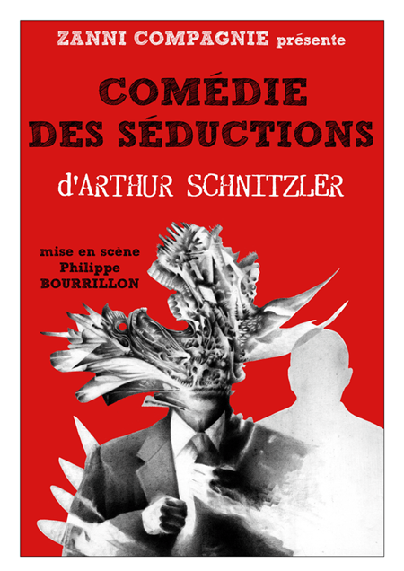 Affiche de la pièce "Comédie des séductions" de Zanni Compagnie à Toulouse.