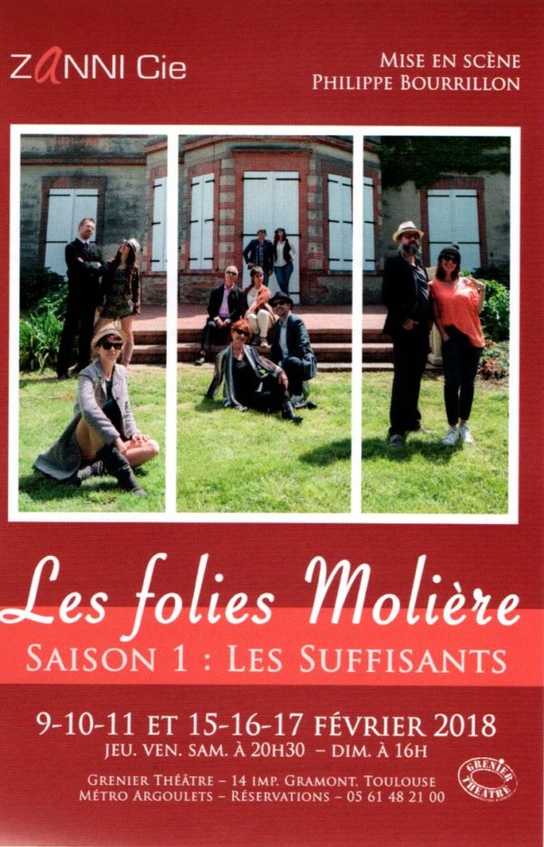 Affiche de Zanni Compagnie, théâtre à Toulouse, pour Les folies Molière.