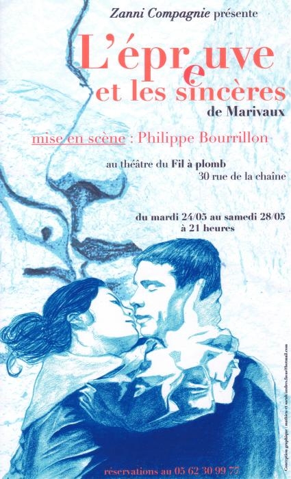 Affiche de L'épreuve et les sincères, Zanni Compagnie, théâtre à Toulouse.